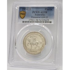 AUSTRALIA 1934/5 . FLORIN . CENTENNIAL . PCGS AU58
